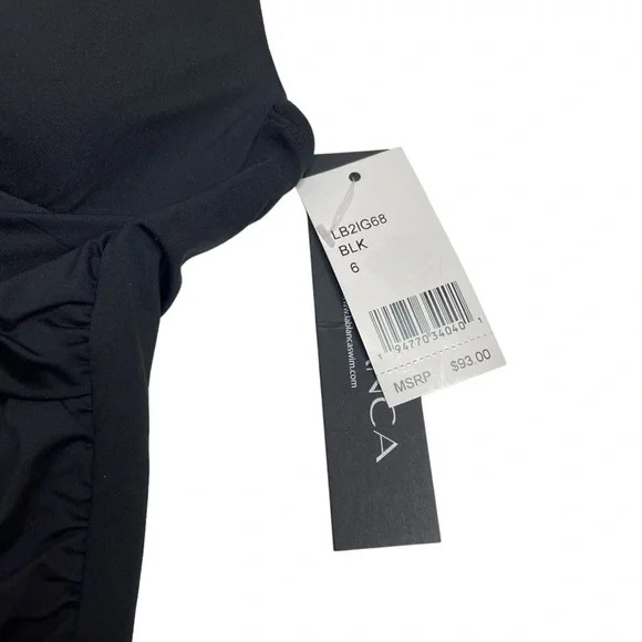 La Blanca Island Goddess Twist Tankini Top Black Size 6 New - Picture 3 of 5